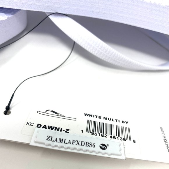 Calvin Klein Womens KCDAWNI-Z Dawni Flip Flop Smooth Footbed Sandal WHITE Rubber - Picture 8 of 9